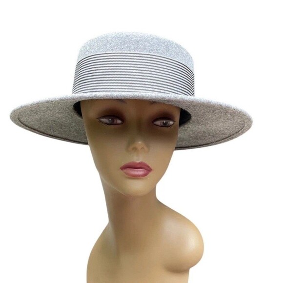Vintage NOS Banash Boston Light Gray Wool Felt Fedora Hat  display picture 2